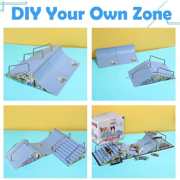 Finger Skateboard Ramp Set, Fingerboard Skate Park Kit with Fingerboard Rai - Picture 5 of 7